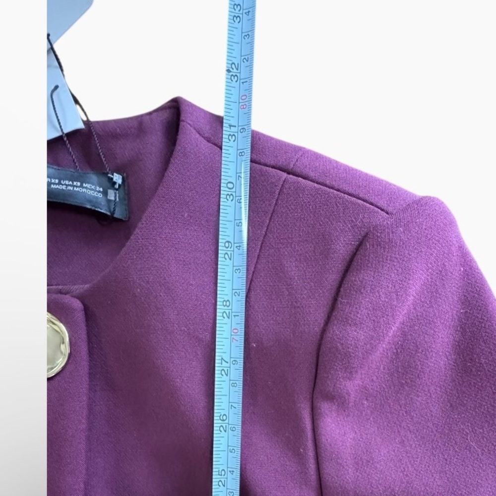 Zara Plum Tailored Frock Coat Long Blazer with Gold Metal Buttons Size XS​ - Picture 5 of 8
